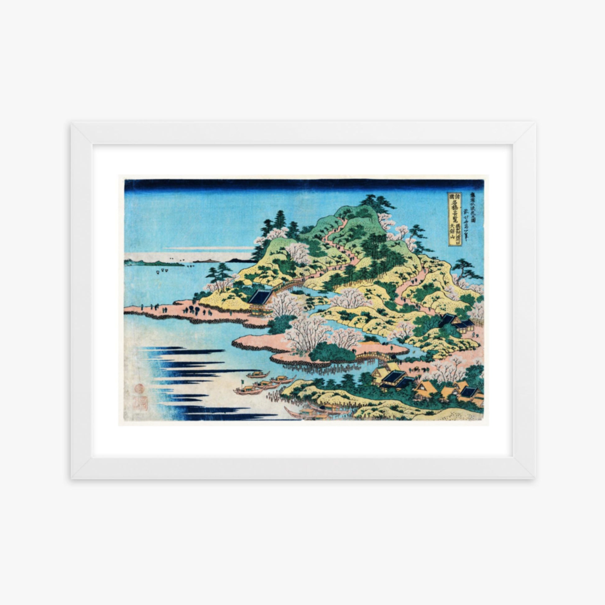 Katsushika Hokusai - Sesshu Ajigawaguchi Tenposan  30x40 cm Poster With White Frame