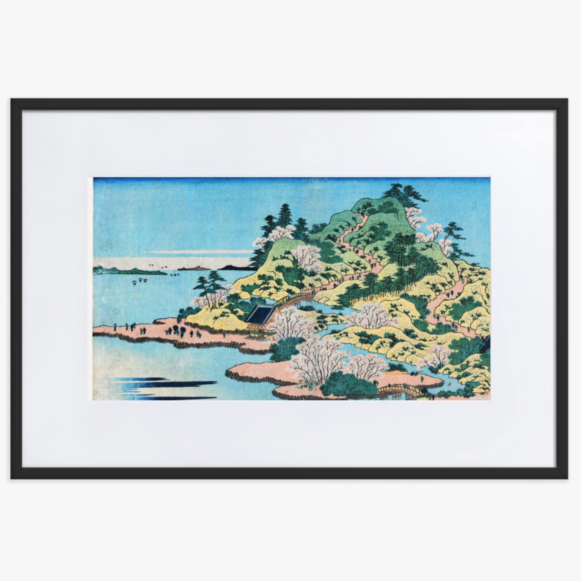 Katsushika Hokusai - Sesshu Ajigawaguchi Tenposan  61x91 cm Poster With Black Frame