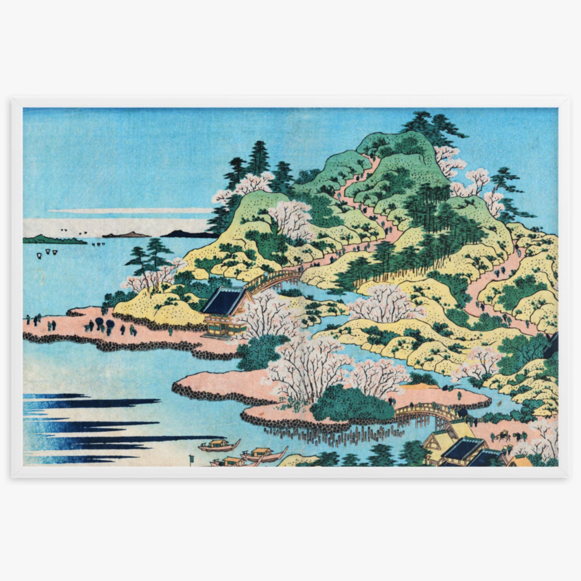 Katsushika Hokusai - Sesshu Ajigawaguchi Tenposan  61x91 cm Poster With White Frame