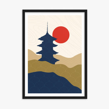 Modern illustration: Shrine in the Sun 50x70 cm Poster With Black Frame Frame