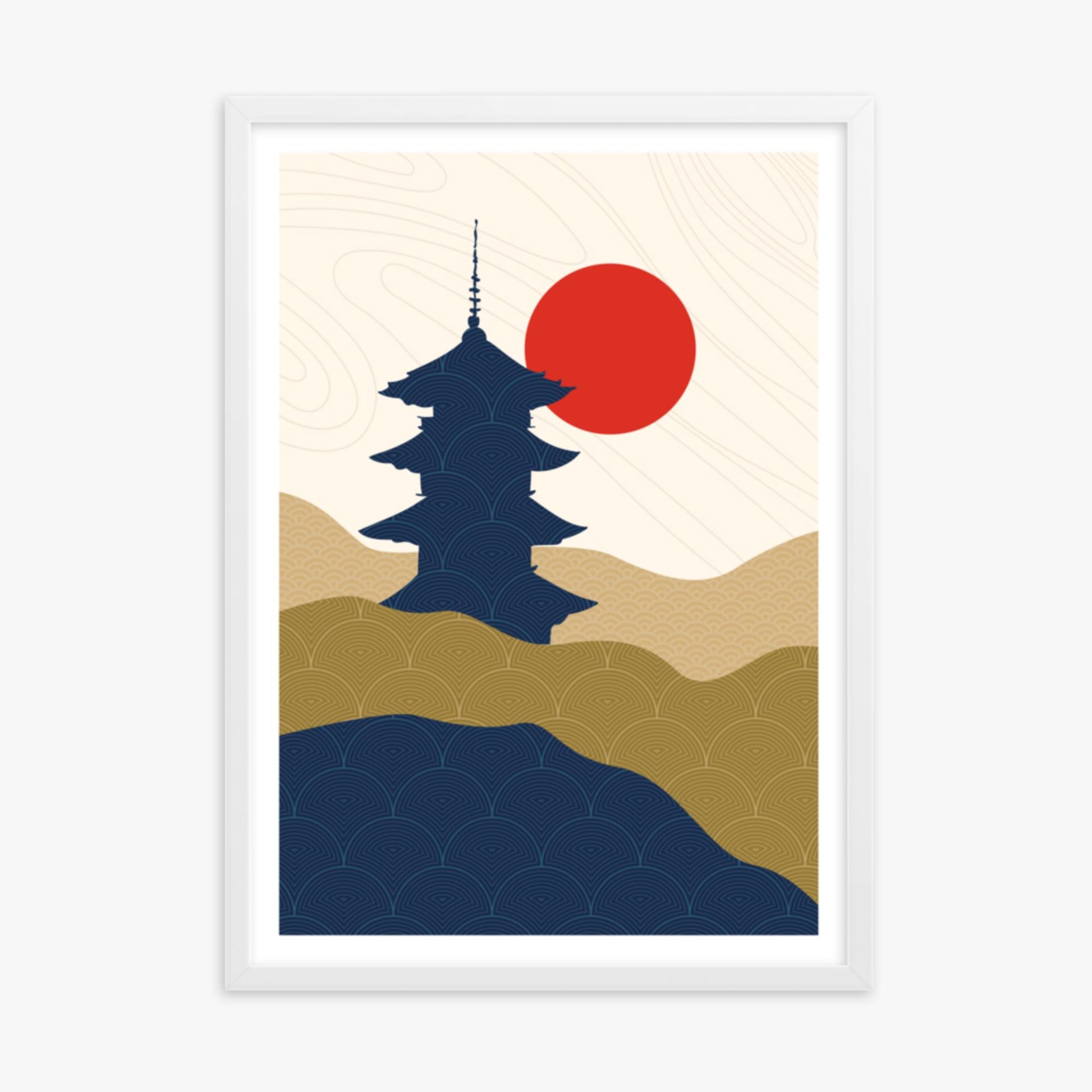 Modern illustration: Shrine in the Sun 50x70 cm Poster With White Frame Frame