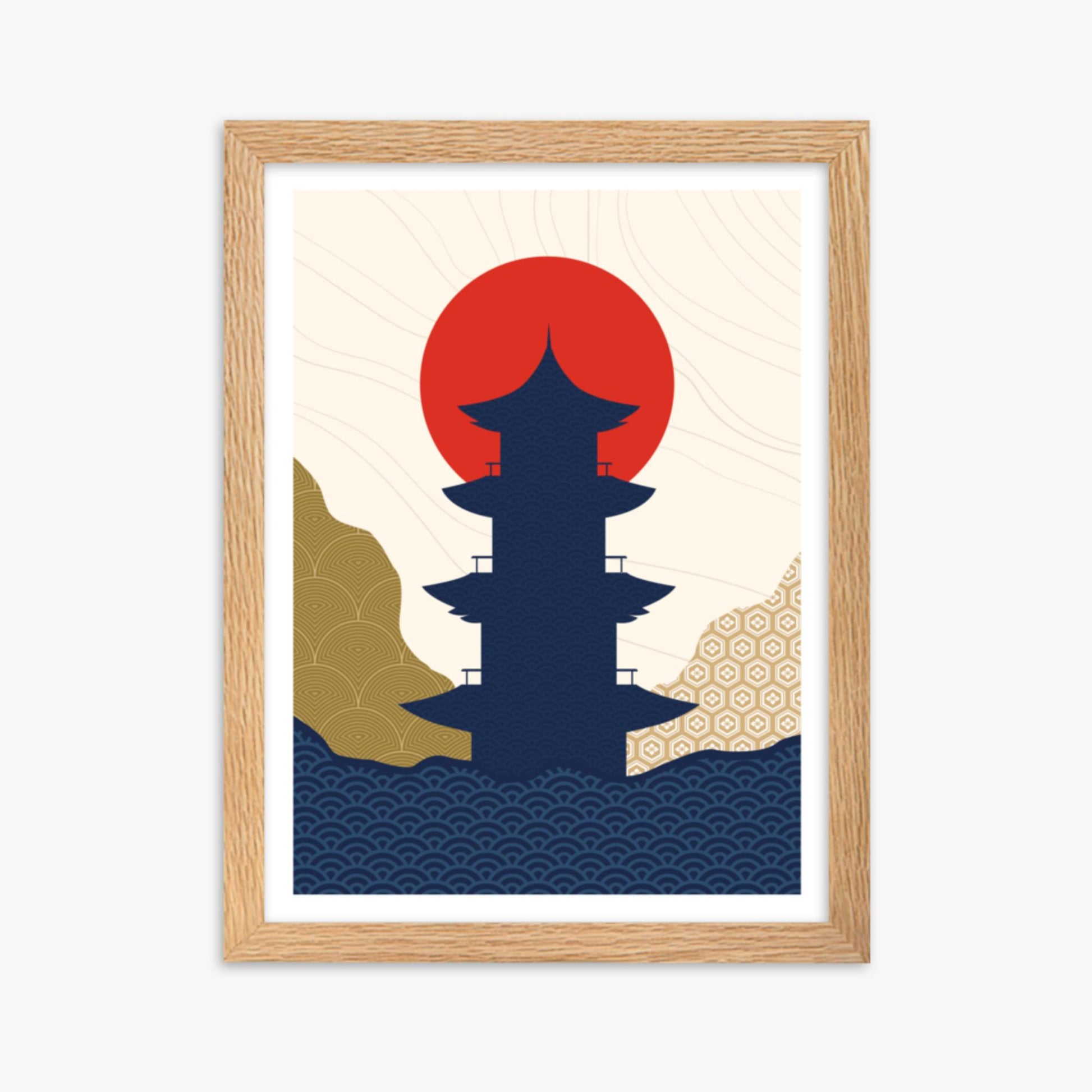 Modern illustration: Shrine in the Sun 2 30x40 cm Poster With Oak Frame Frame