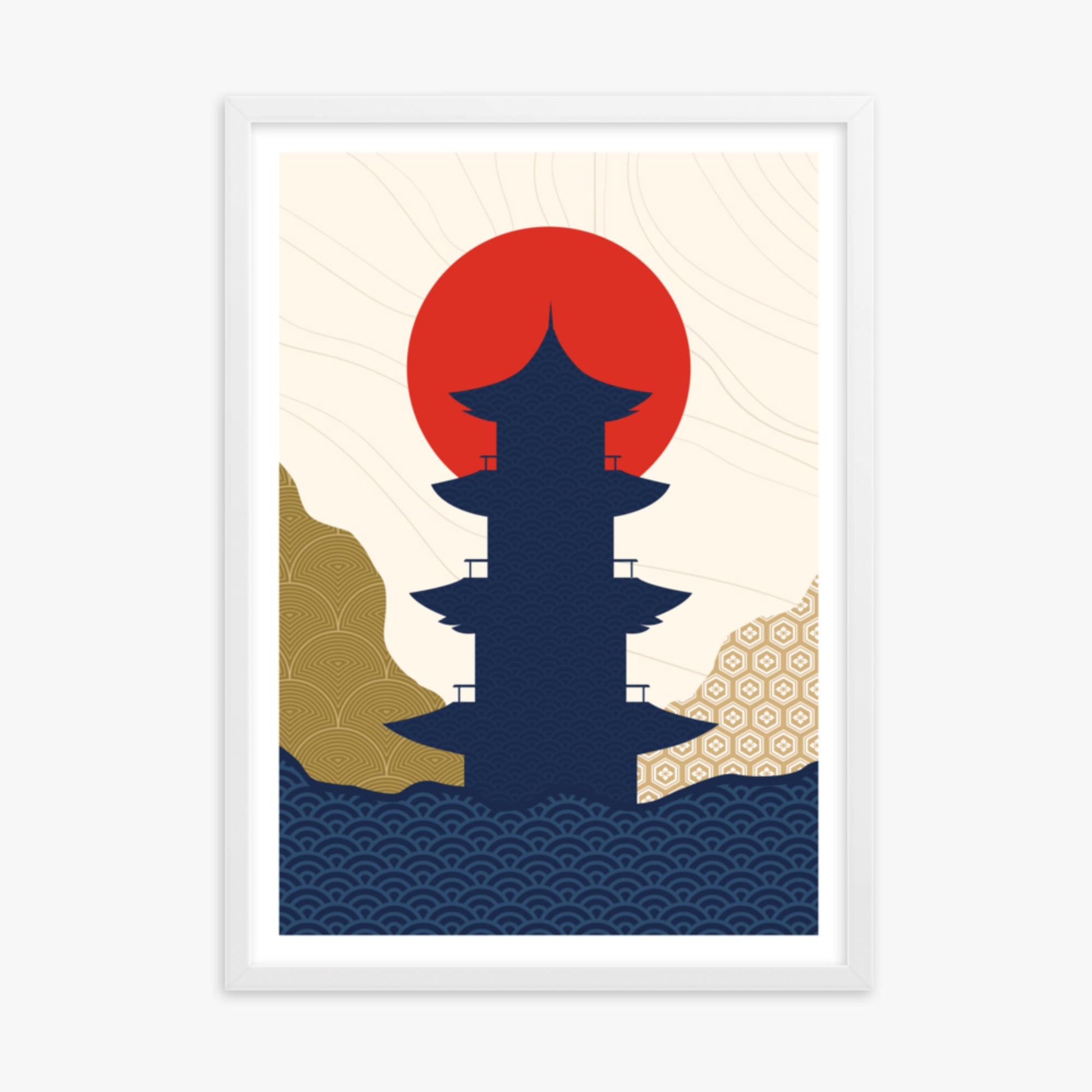 Modern illustration: Shrine in the Sun 2 50x70 cm Poster With White Frame Frame