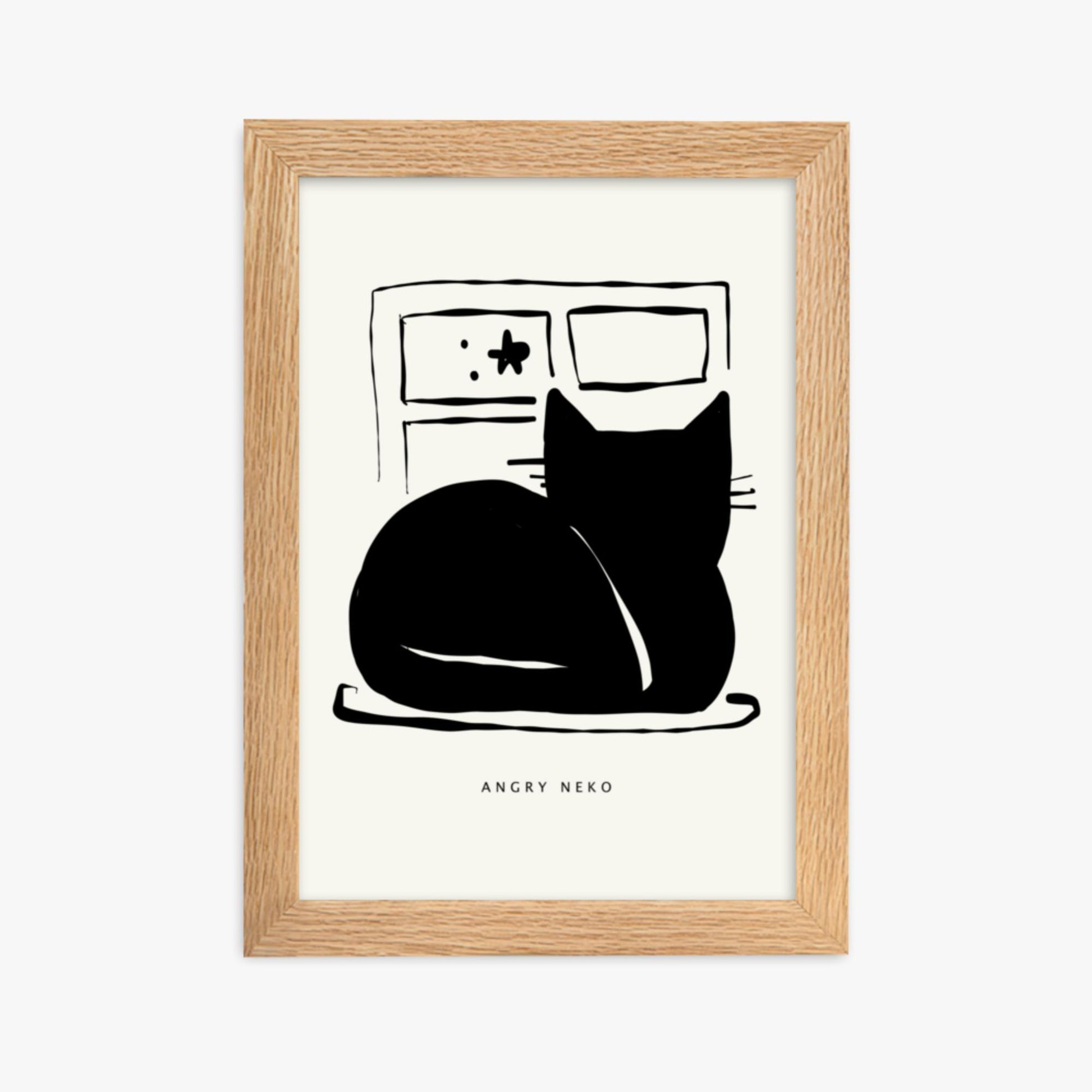 Modern illustration: Nope 21x30 cm Poster With Oak Frame Frame