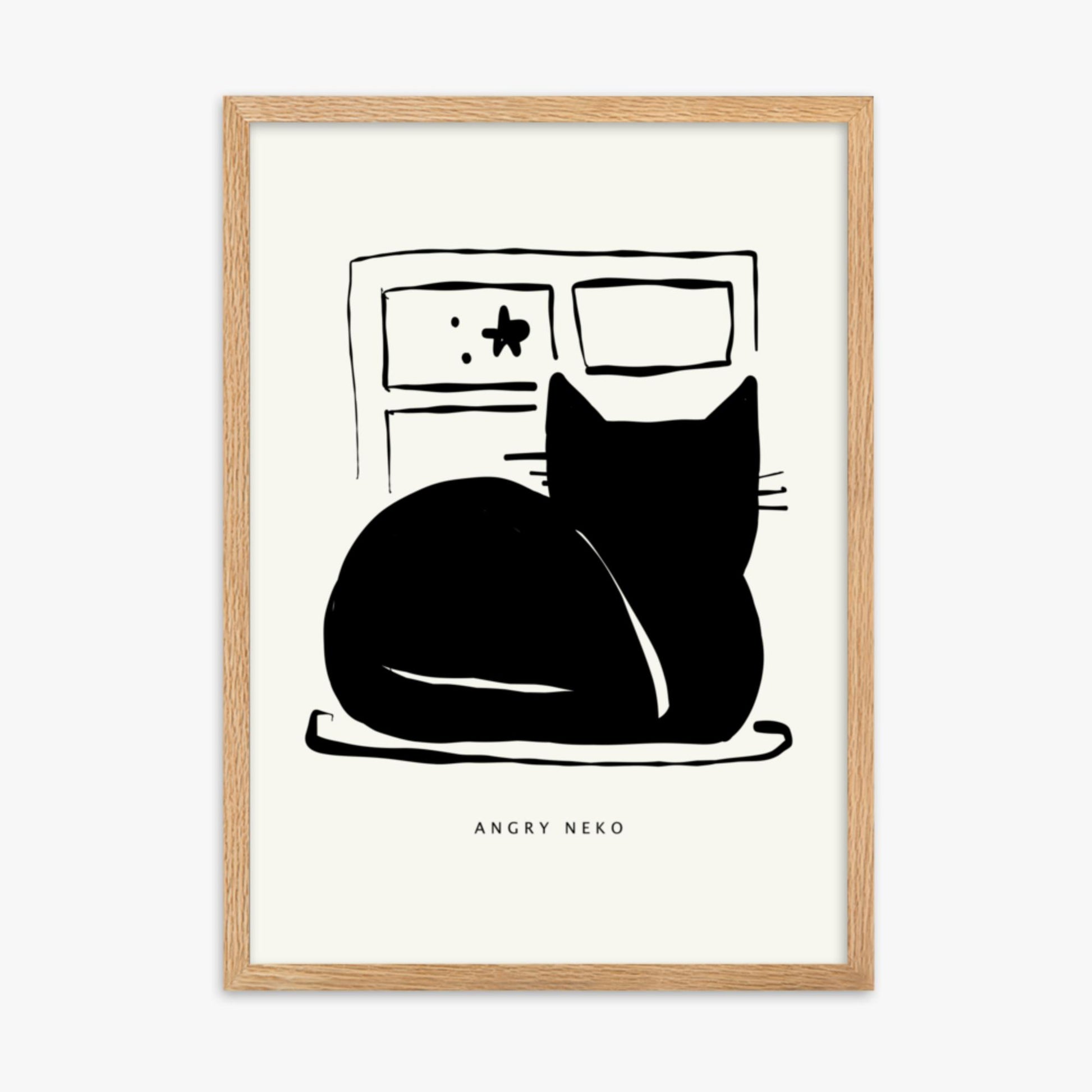 Modern illustration: Nope 50x70 cm Poster With Oak Frame Frame