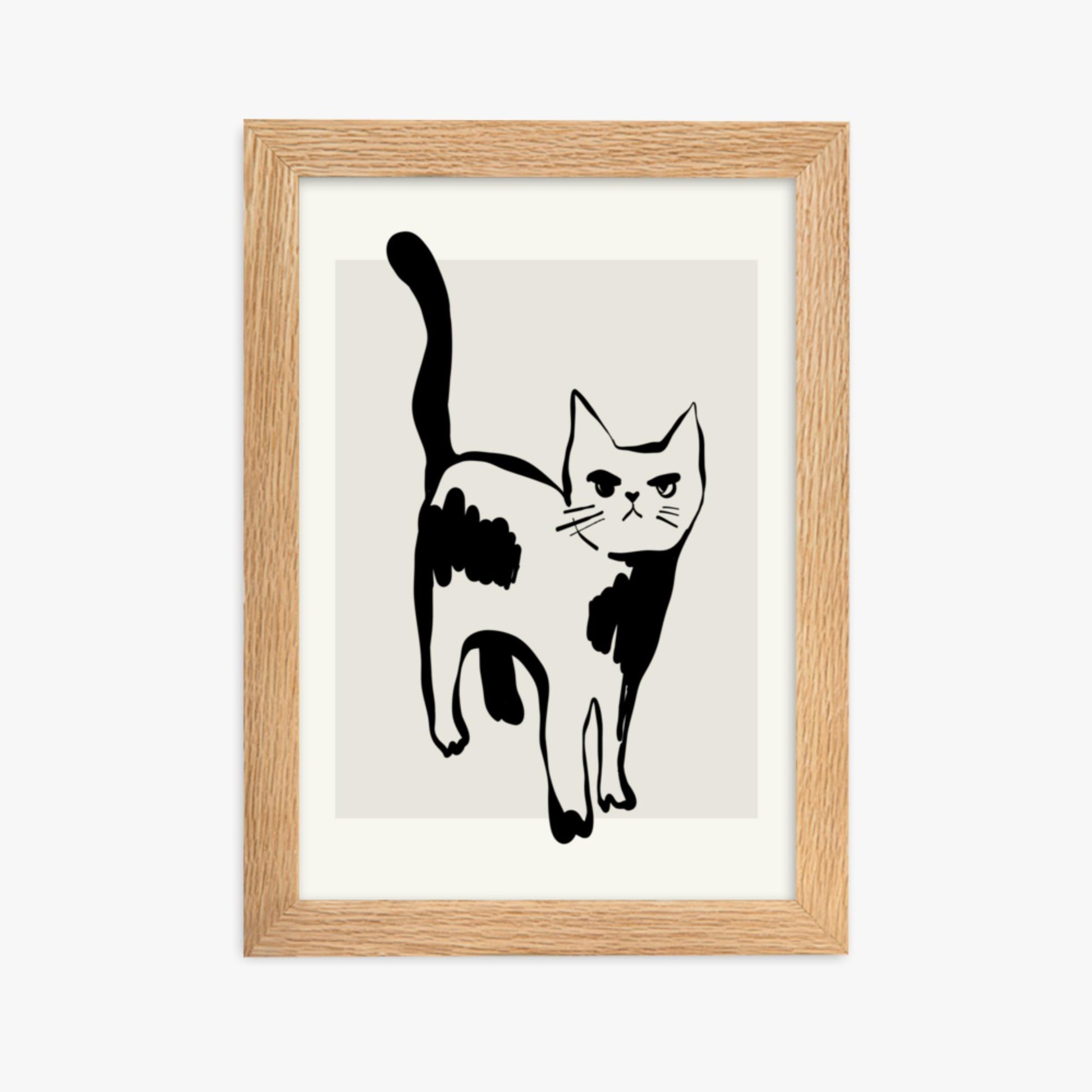 Modern illustration: Huh? 21x30 cm Poster With Oak Frame Frame