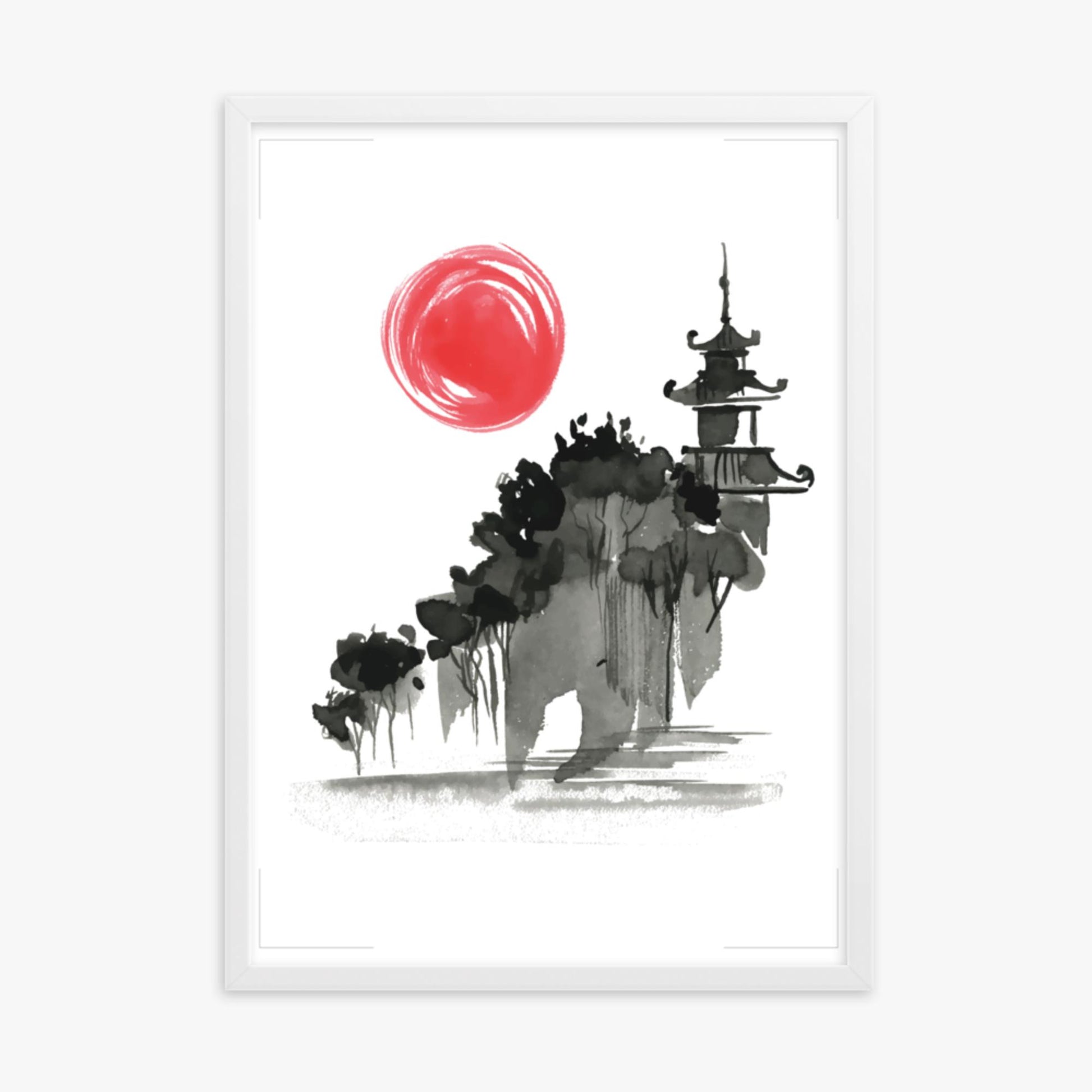 Modern illustration: Castle in the Sun 50x70 cm Poster With White Frame Frame