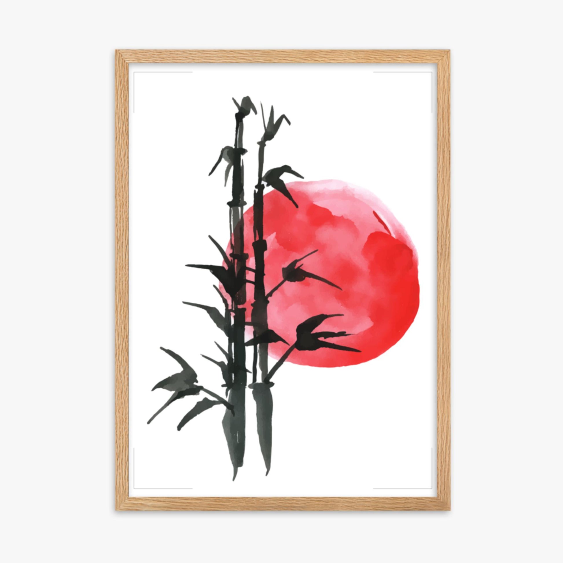 Modern illustration: Bamboo at Sunset 50x70 cm Poster With Oak Frame Frame