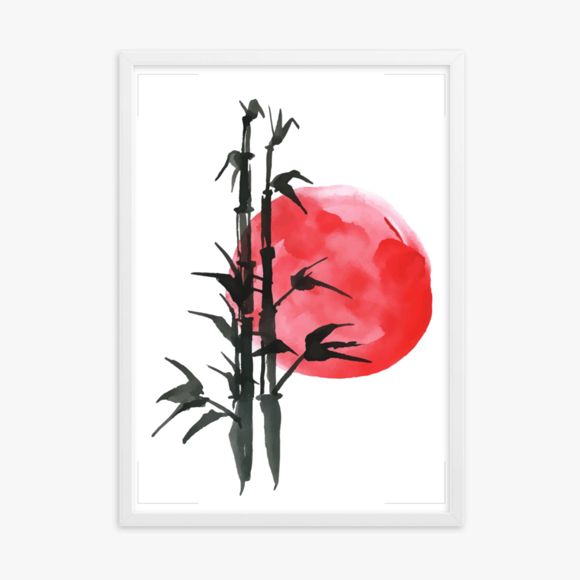 Modern illustration: Bamboo at Sunset 50x70 cm Poster With White Frame Frame