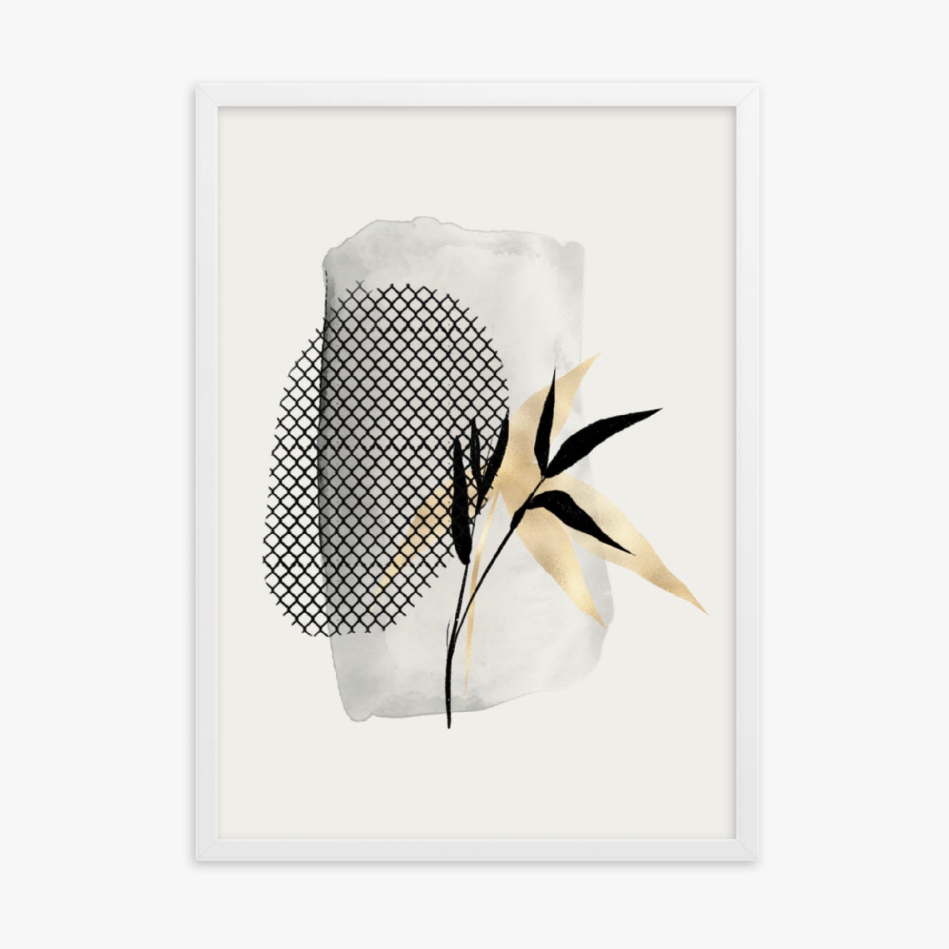 Modern illustration: Leaves 50x70 cm Poster With White Frame Frame