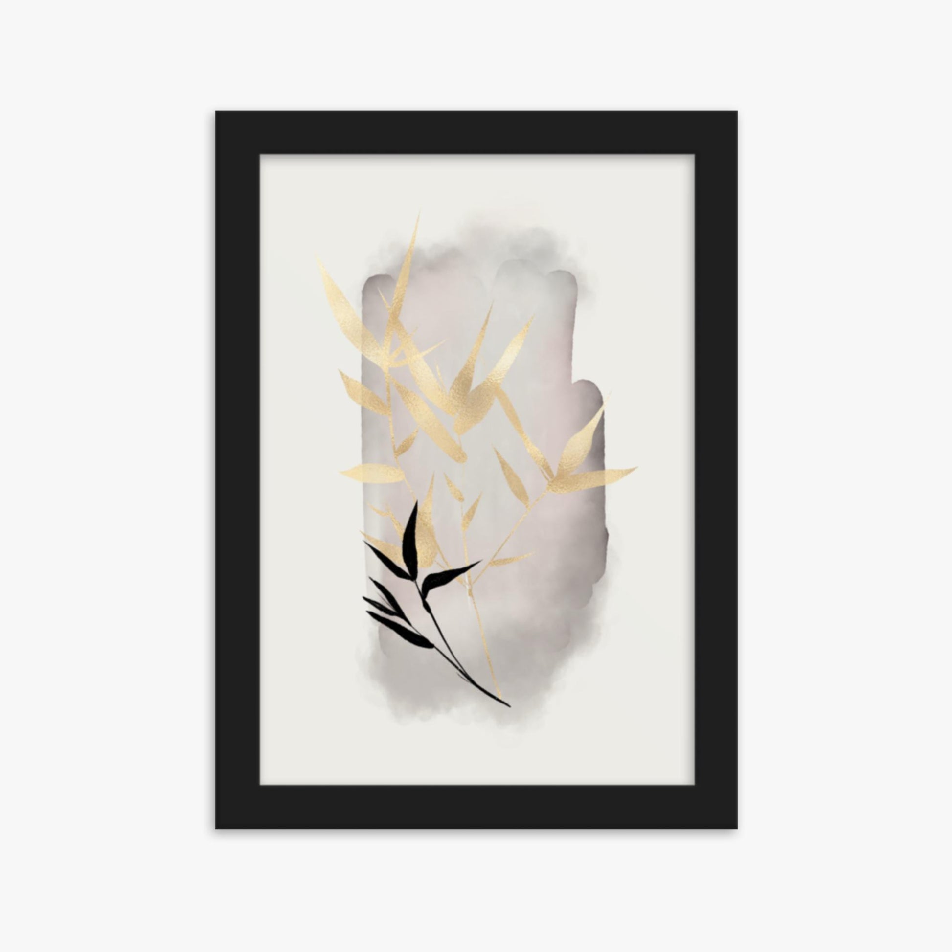 Modern illustration: Gold and Black 21x30 cm Poster With Black Frame Frame