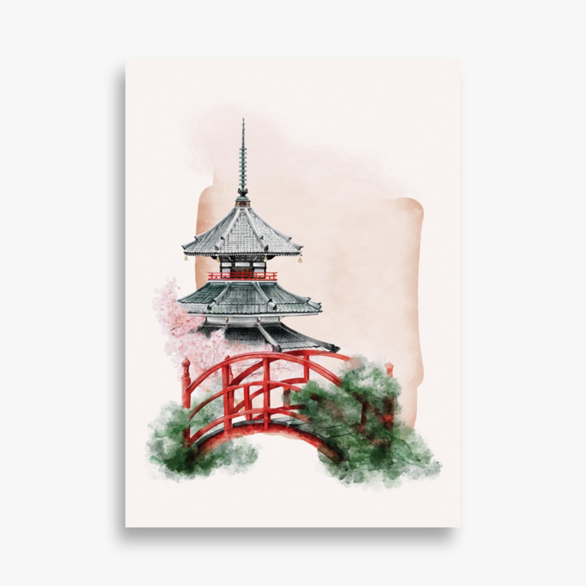 Modern illustration: Shrine with Bridge 50x70 cm Poster