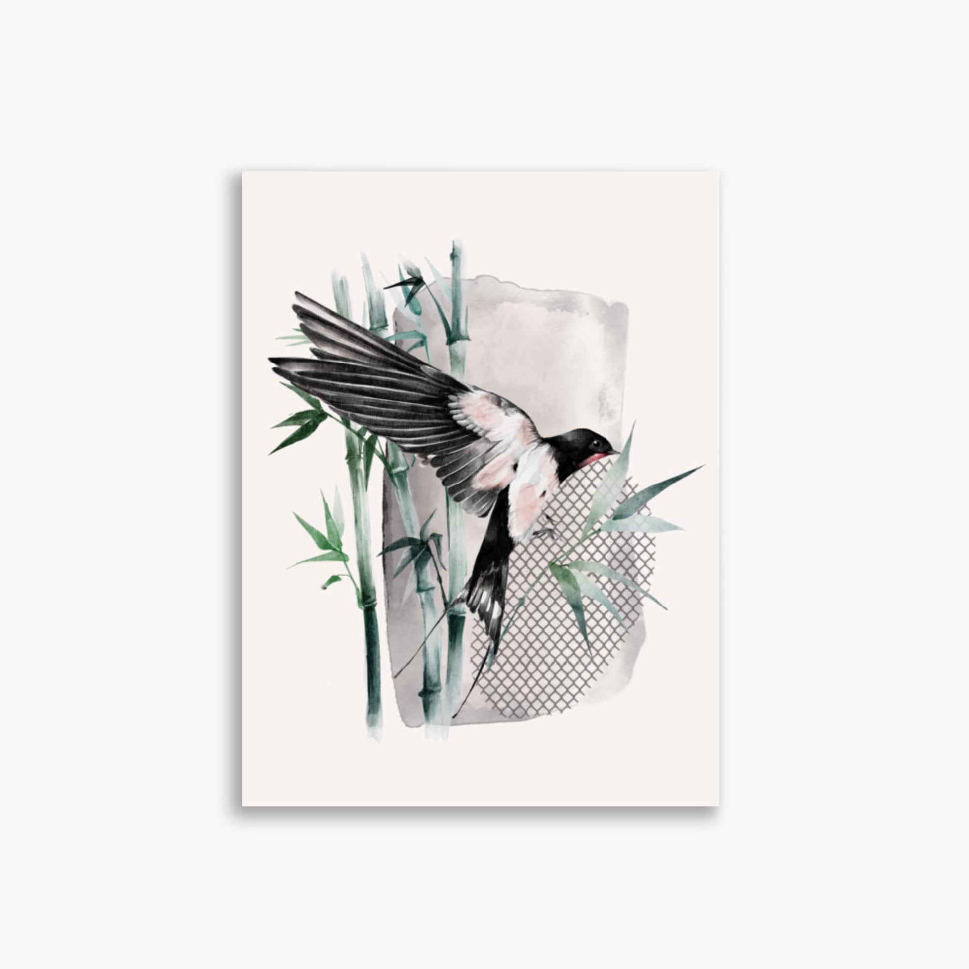 Modern illustration: Bird on Bamboo 30x40 cm Poster