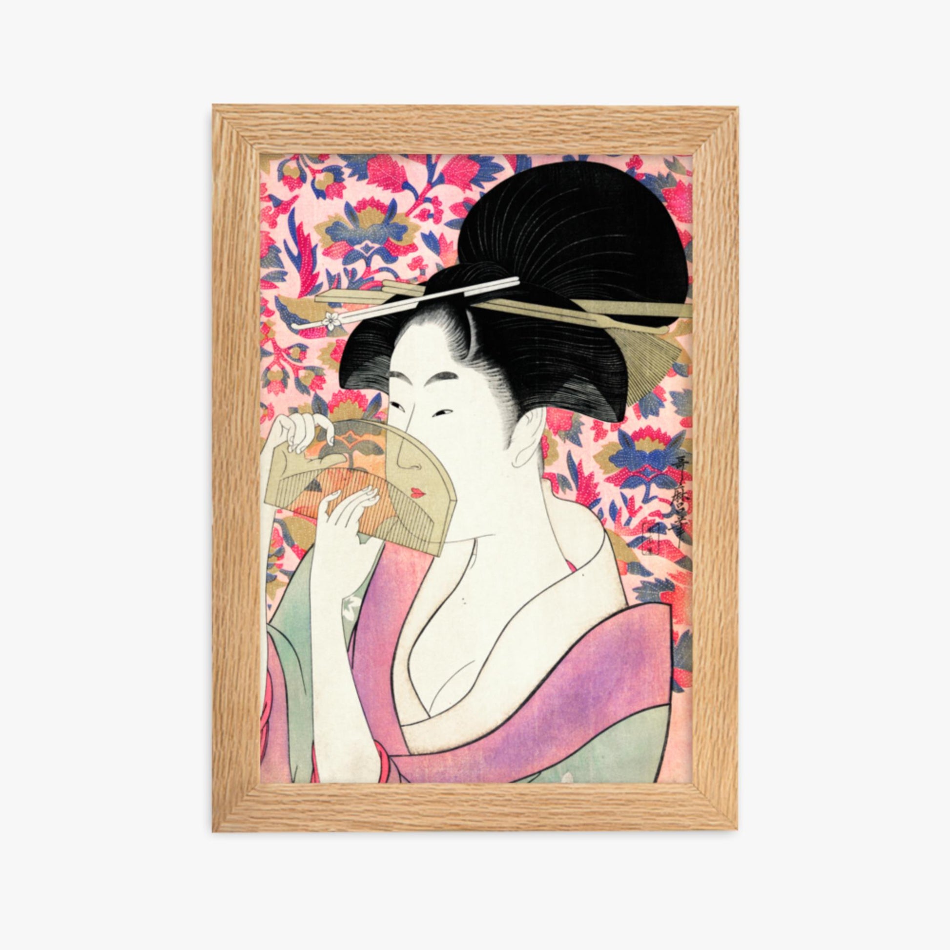 Utamaro Kitagawa - Kushi  21x30 cm Poster With Oak Frame