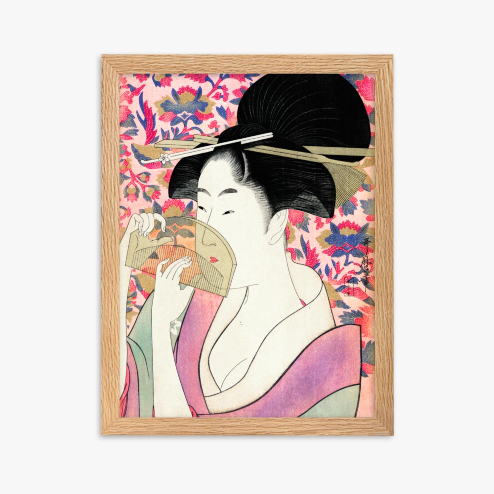 Utamaro Kitagawa - Kushi  30x40 cm Poster With Oak Frame