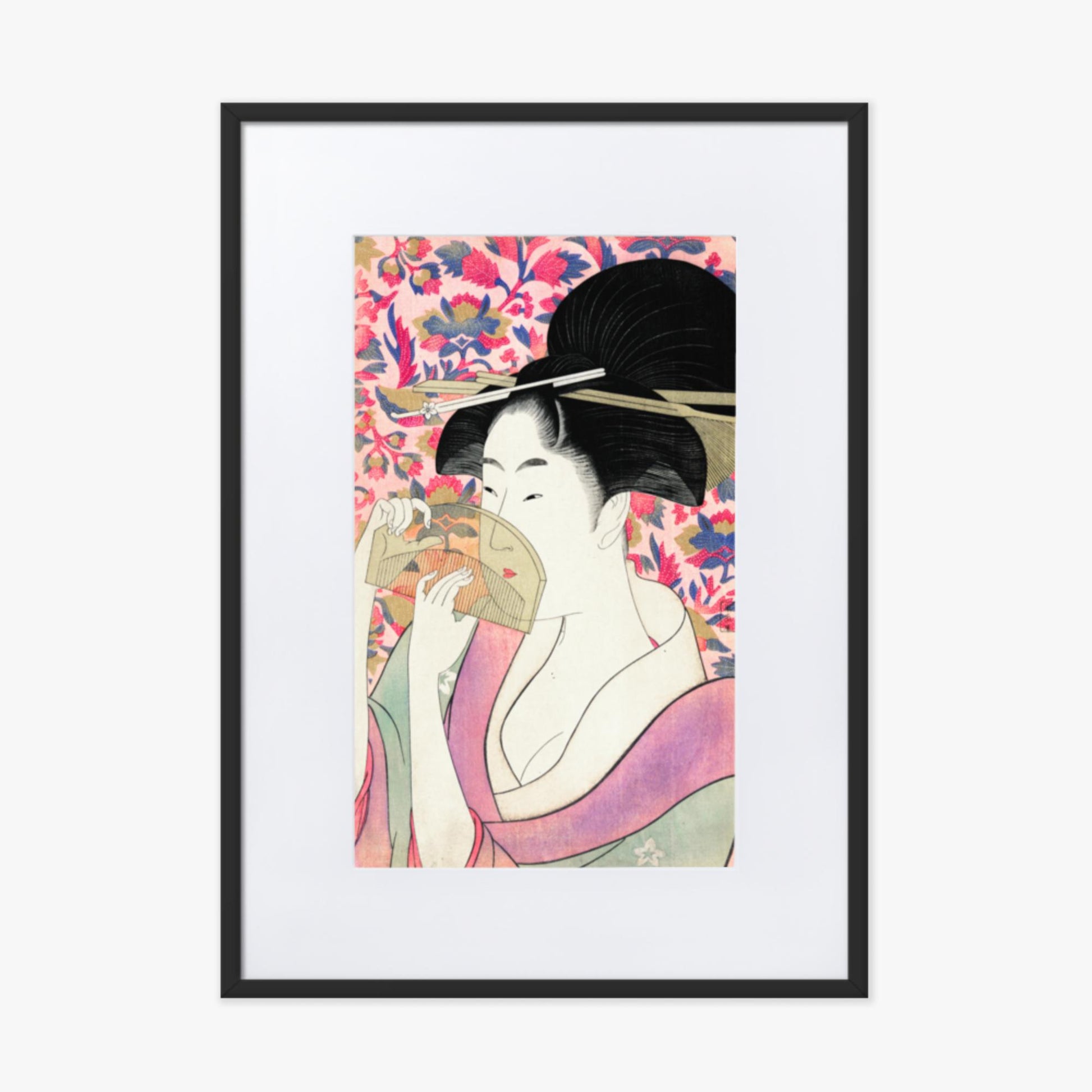 Utamaro Kitagawa - Kushi  50x70 cm Poster With Black Frame