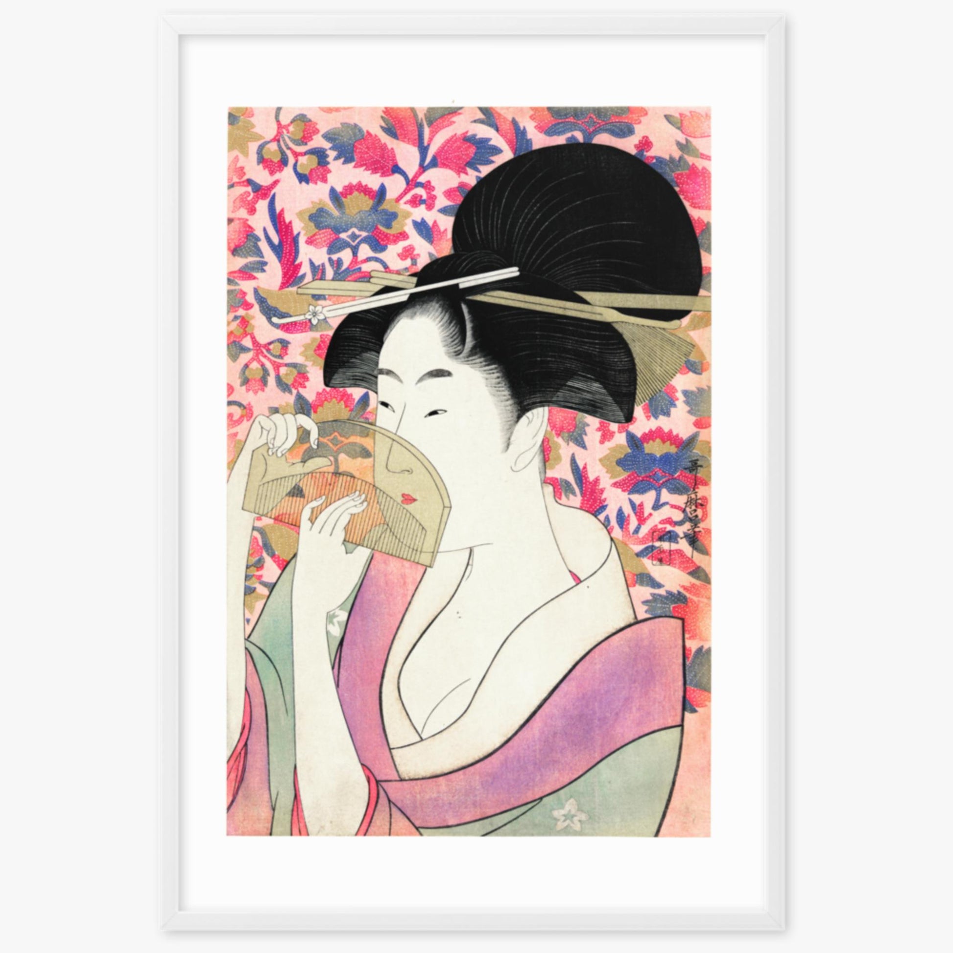 Utamaro Kitagawa - Kushi  61x91 cm Poster With White Frame