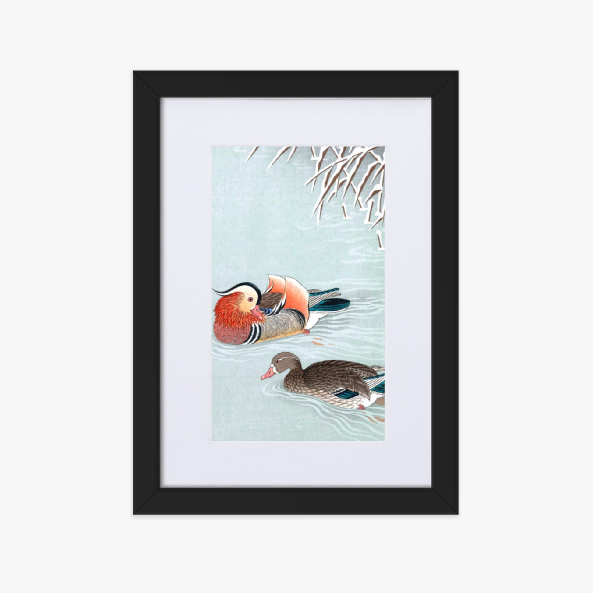 Ohara Koson - Mandarin Ducks 21x30 cm Poster With Black Frame