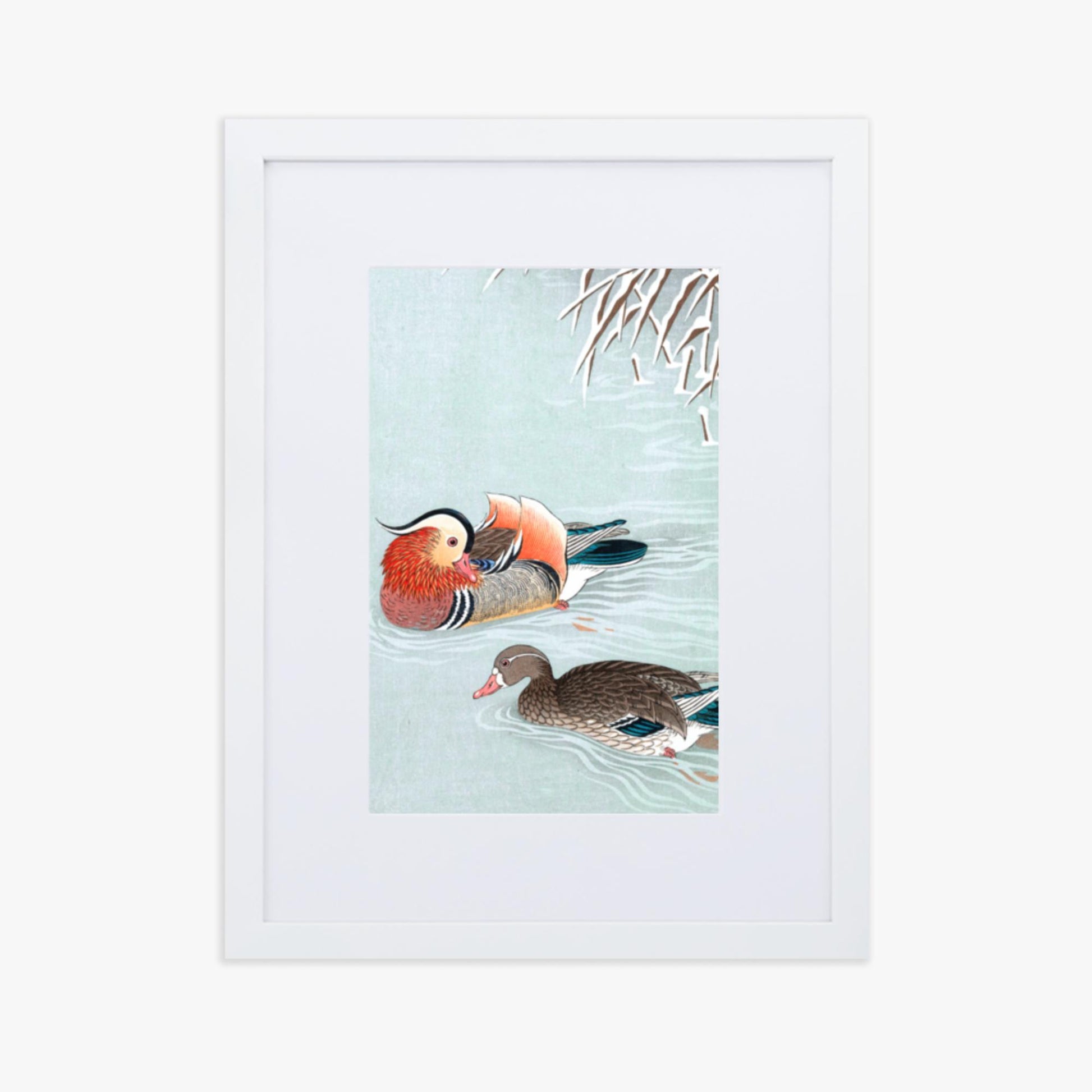 Ohara Koson - Mandarin Ducks 30x40 cm Poster With White Frame