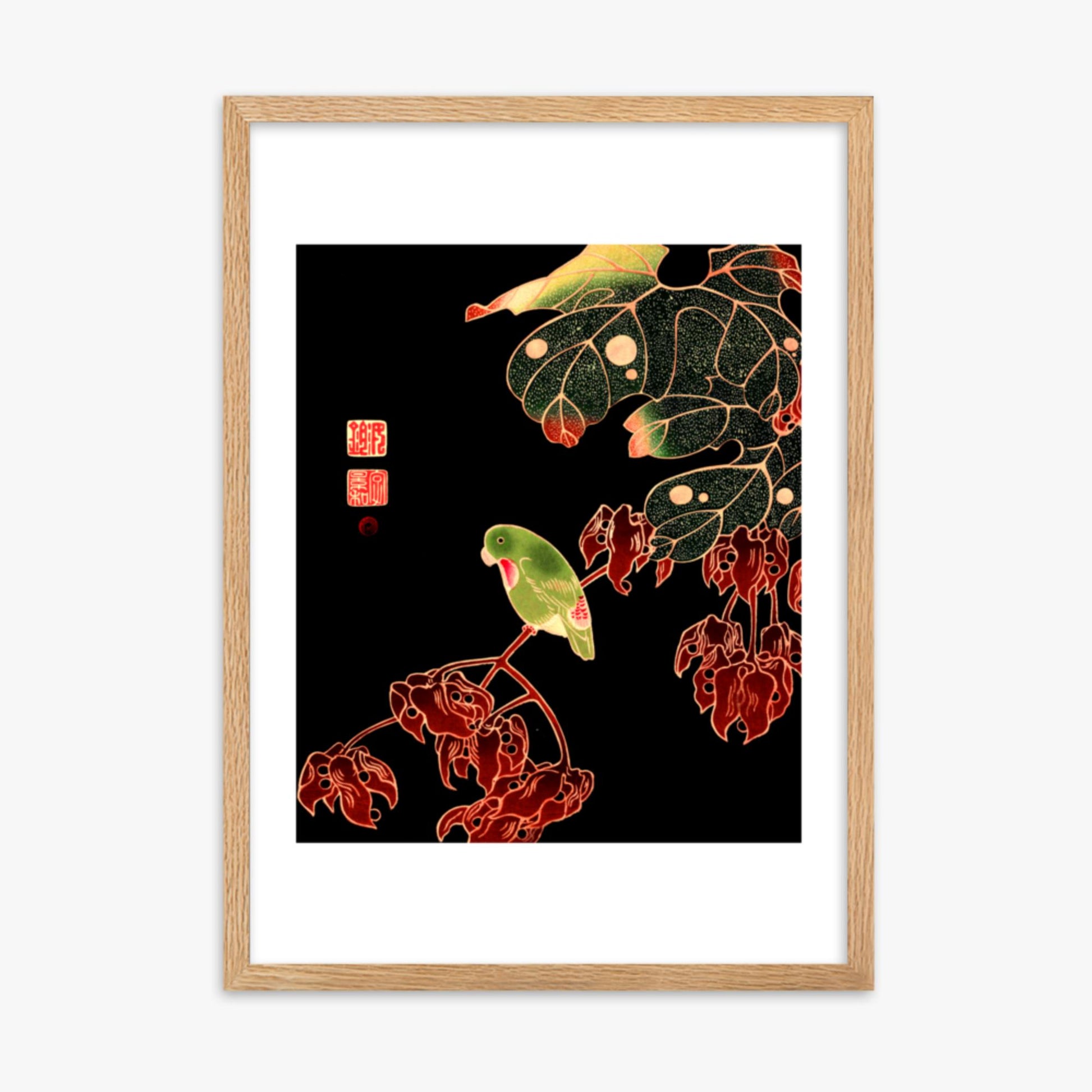 Ito Jakuchu - The Paroquet 50x70 cm Poster With Oak Frame