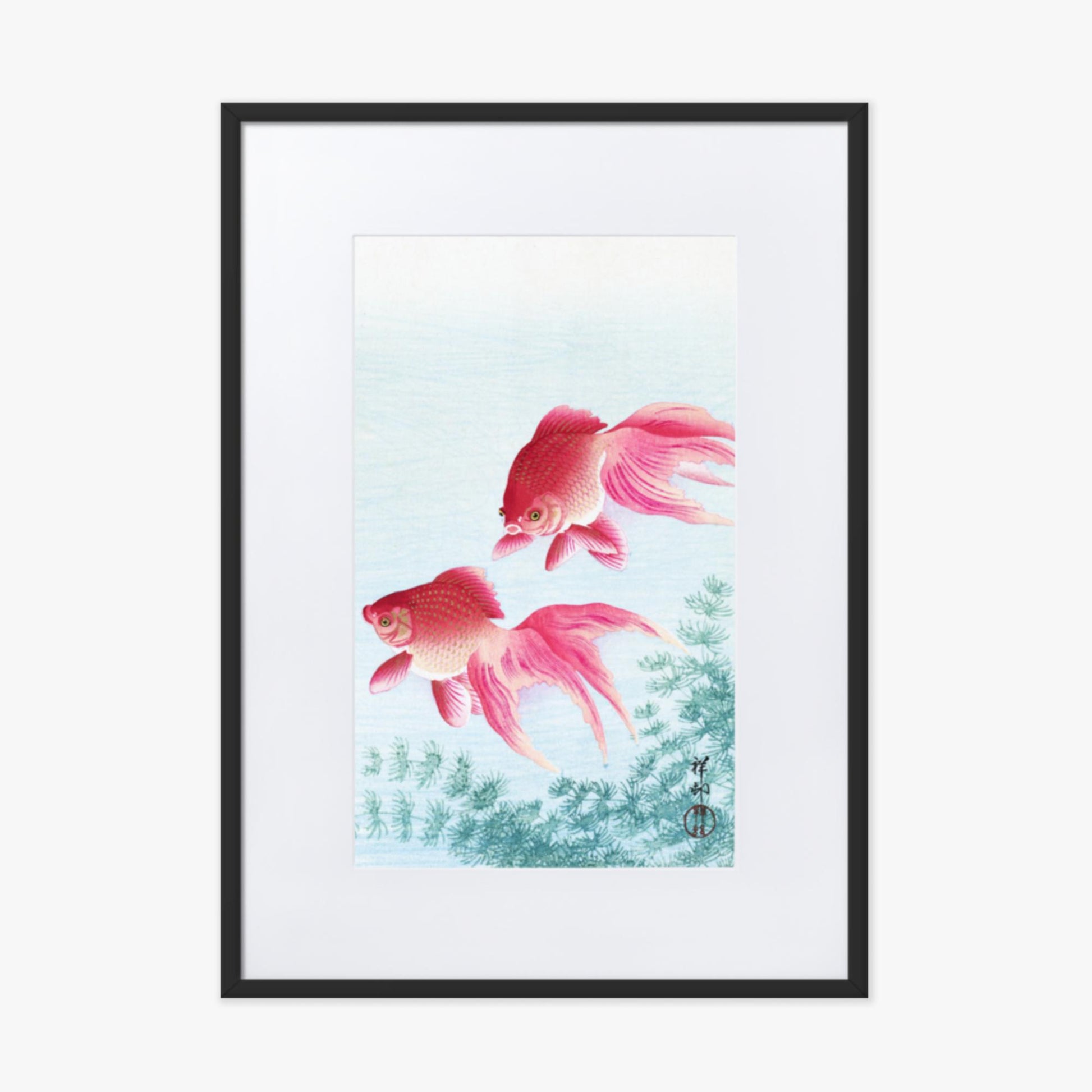 Ohara Koson - Two veil goldfish 50x70 cm Poster With Black Frame