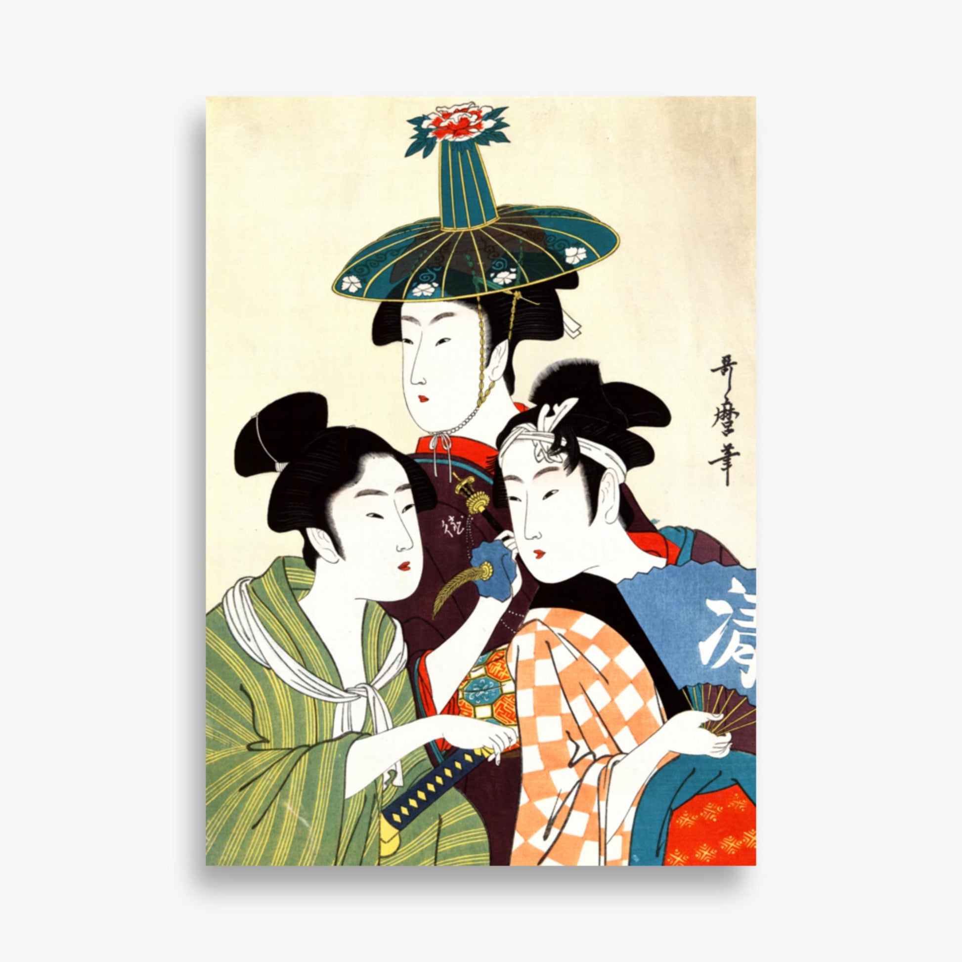 Utamaro Kitagawa - Three Young Men or Women  50x70 cm Poster