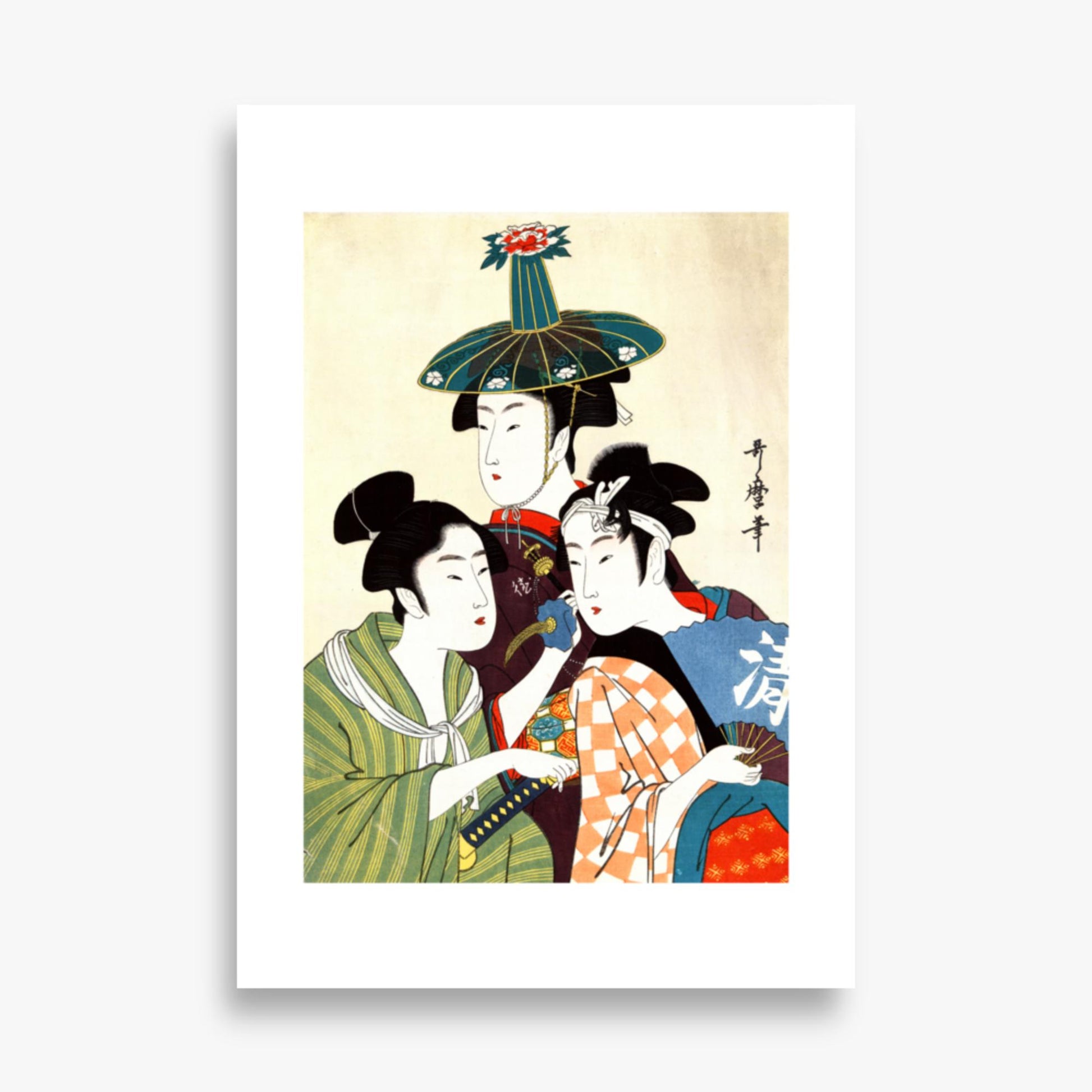 Utamaro Kitagawa - Three Young Men or Women  70x100 cm Poster