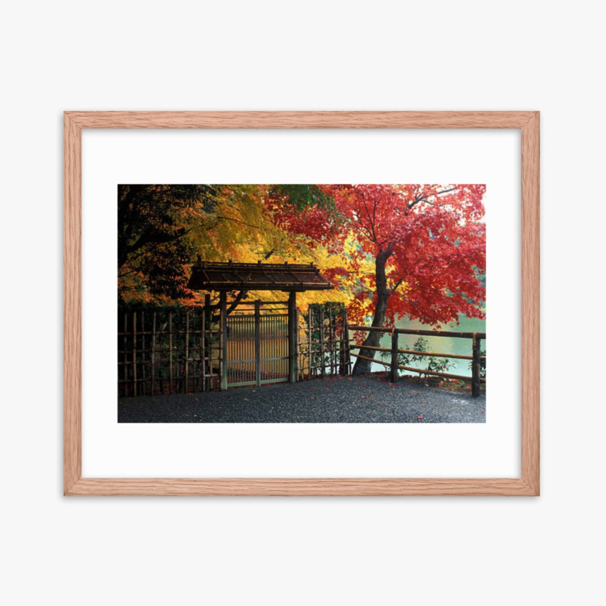 Entrace to Japanese Garden With Autumn Trees 16x20 in Poster With Oak Frame