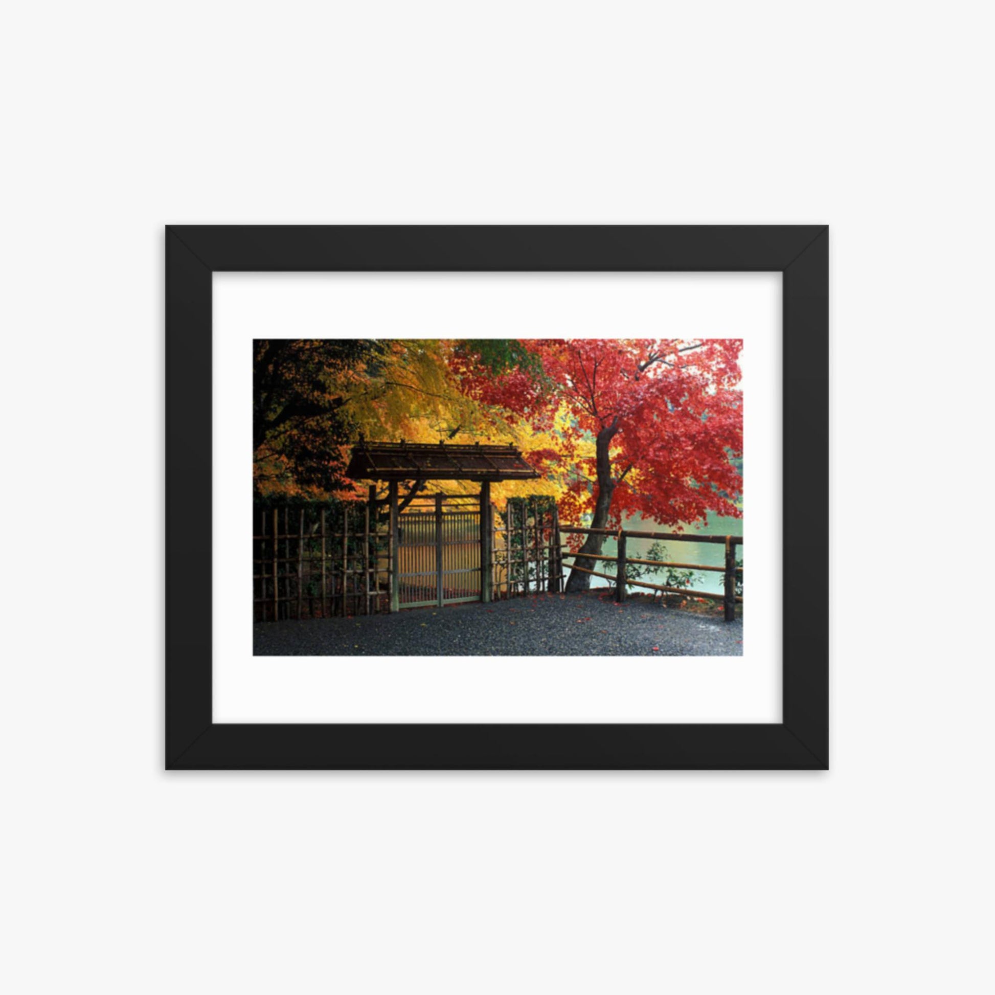 Entrace to Japanese Garden With Autumn Trees 8x10 in Poster With Black Frame