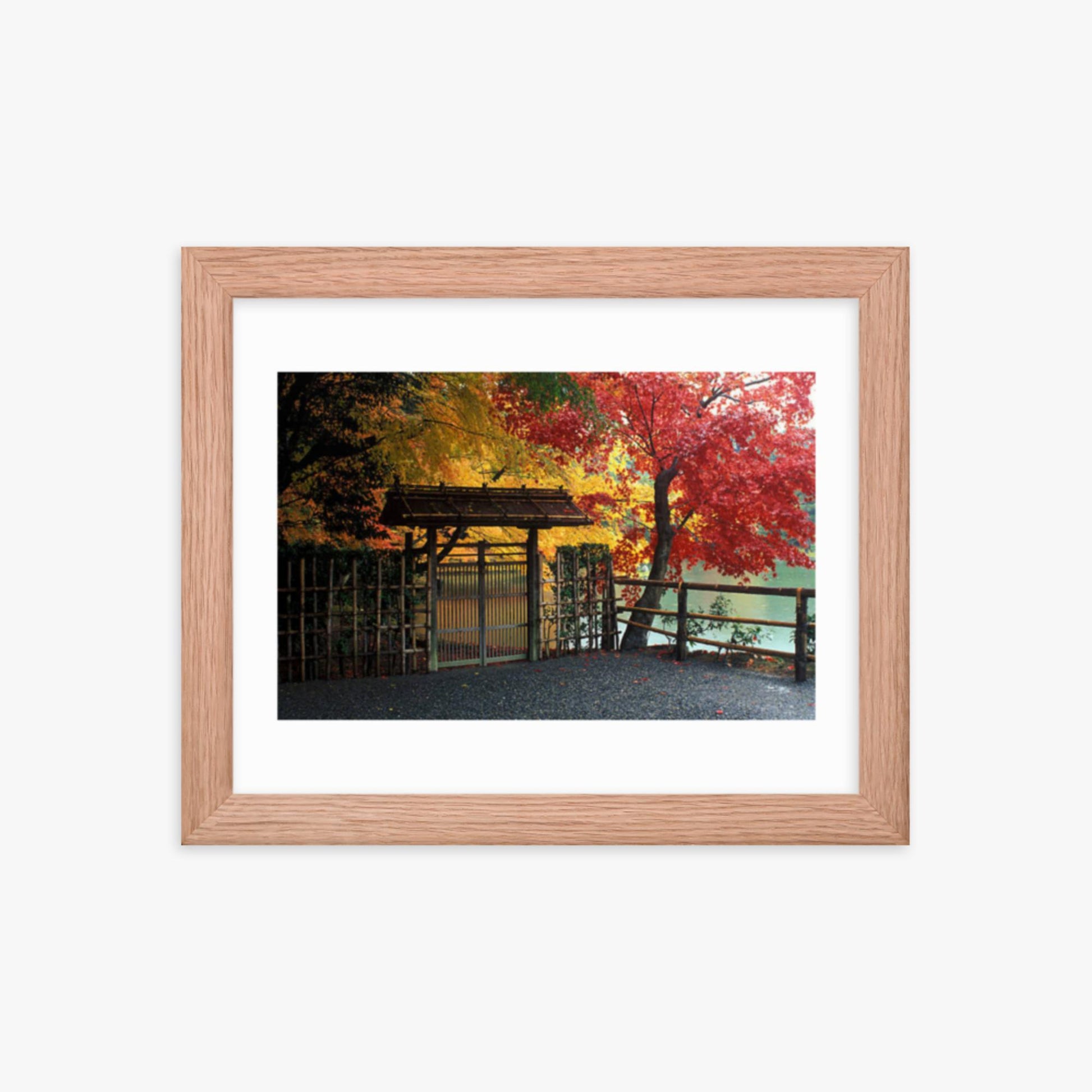 Entrace to Japanese Garden With Autumn Trees 8x10 in Poster With Oak Frame