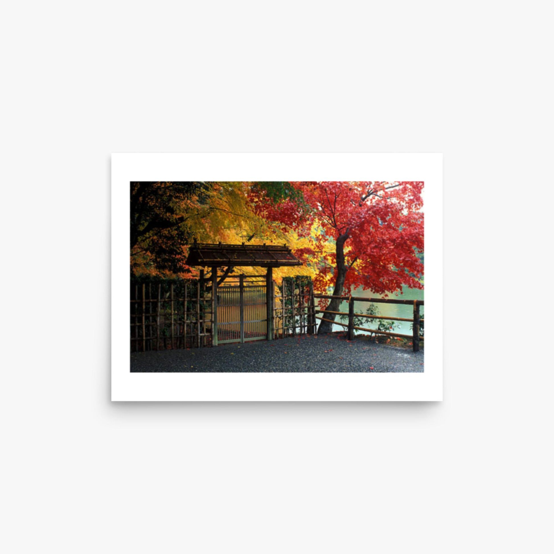 Entrace to Japanese Garden With Autumn Trees 12x16 in Poster