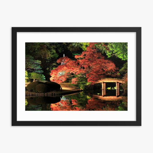 Illuminated Japanese Garden 18x24 in Poster With Black Frame