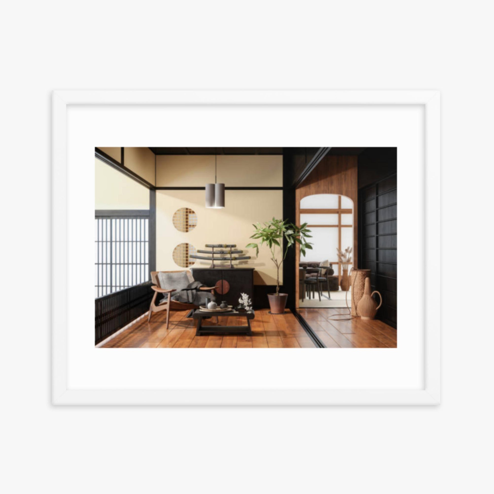 Japanese Style Living Room Interior 16x20 in Poster With White Frame