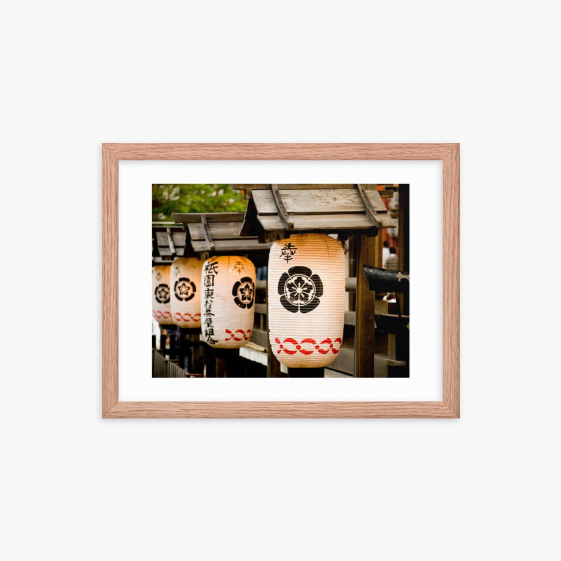 Japanese lanterns 12x16 in Poster With Oak Frame