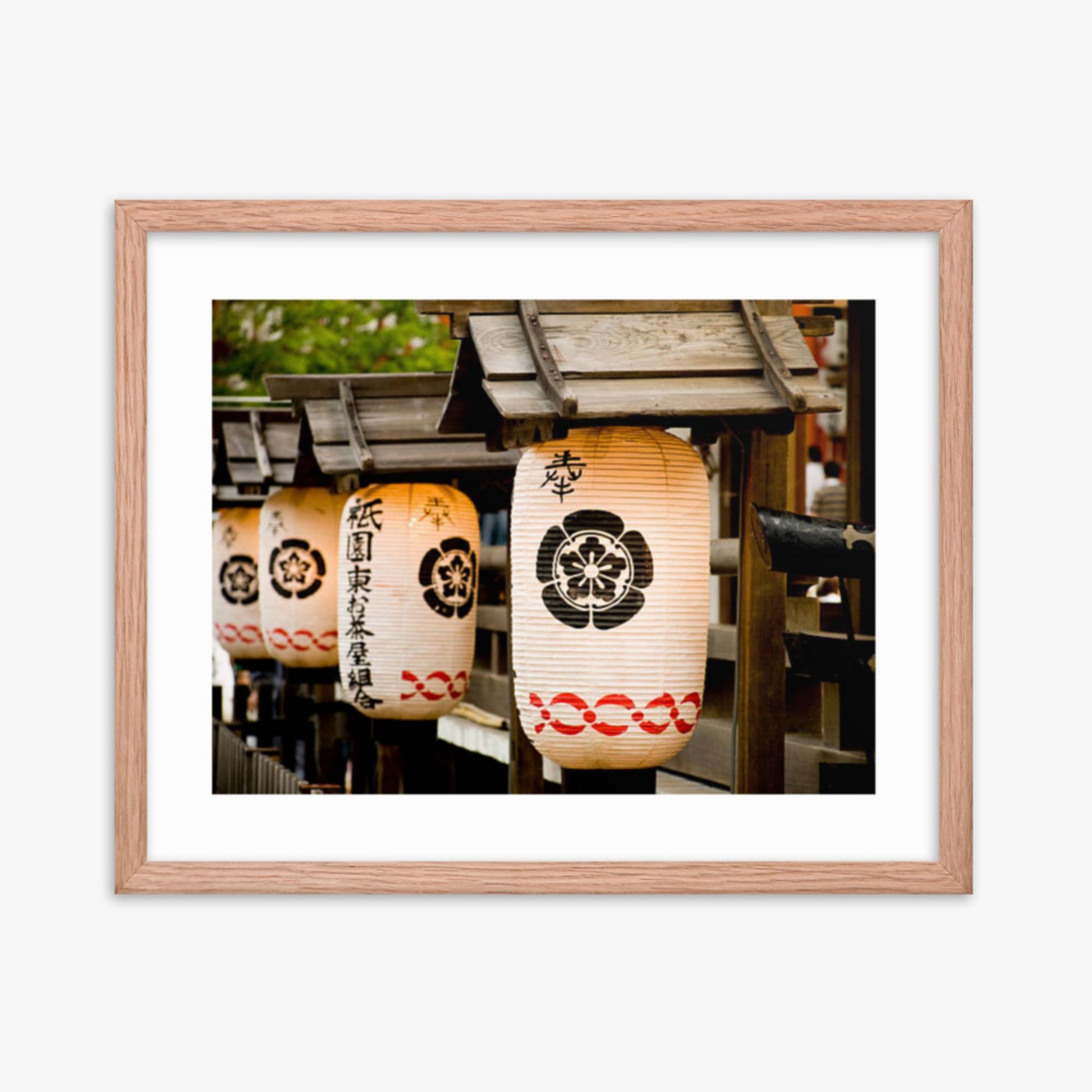 Japanese lanterns 16x20 in Poster With Oak Frame