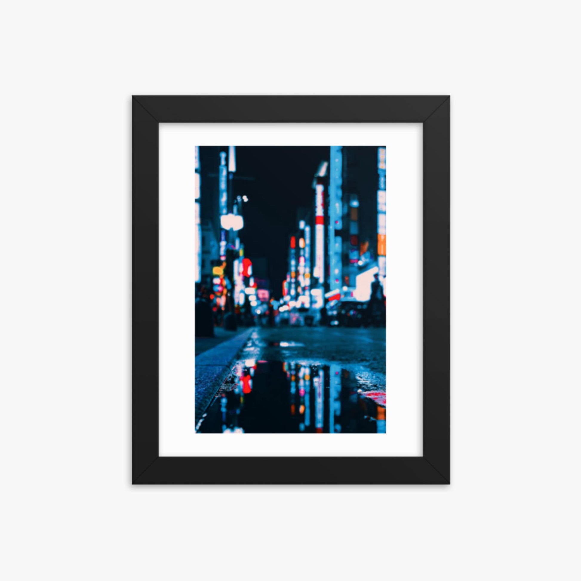 Neon Refelctions in Tokyo 8x10 in Poster With Black Frame