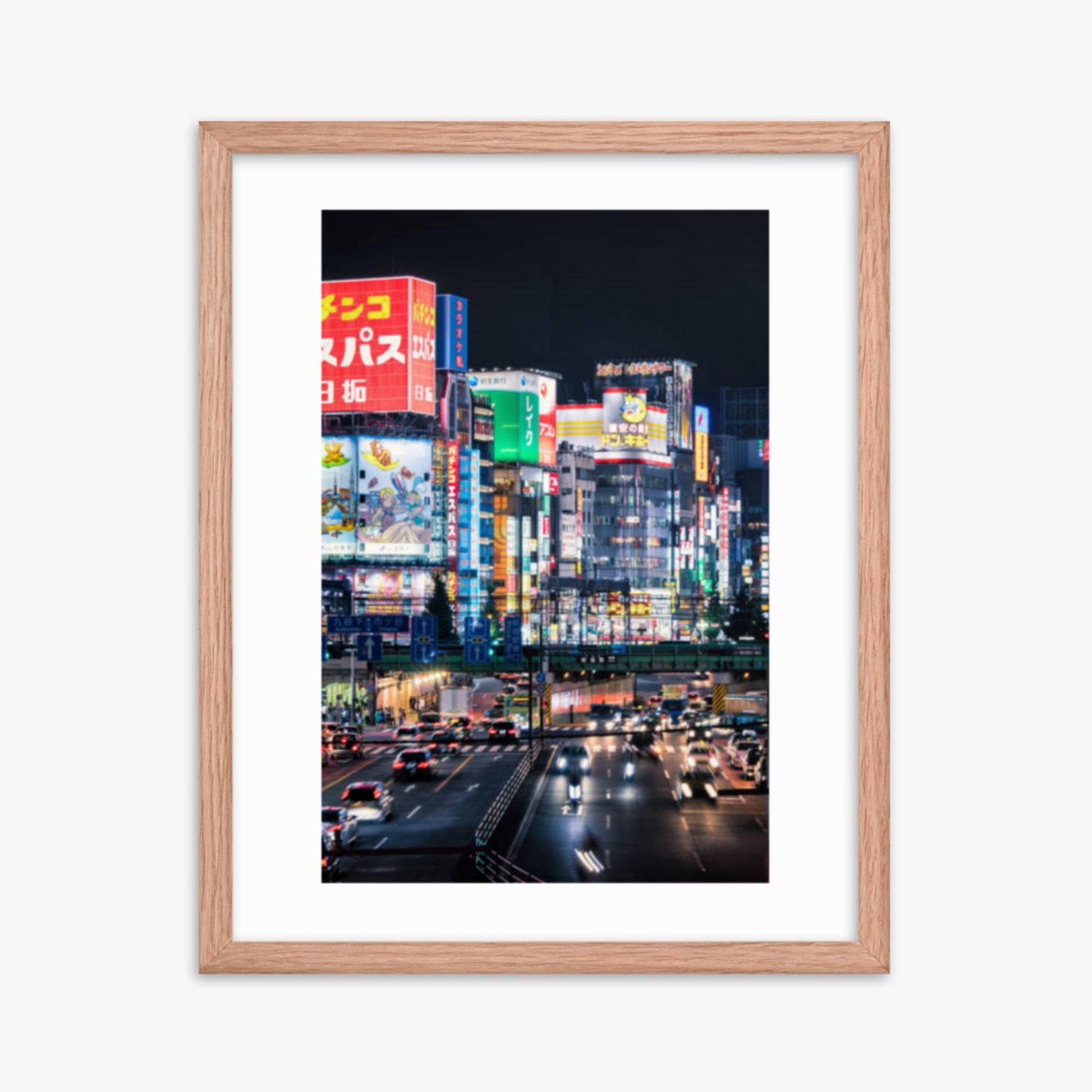 Shinjuku Streets at Night 16x20 in Poster With Oak Frame