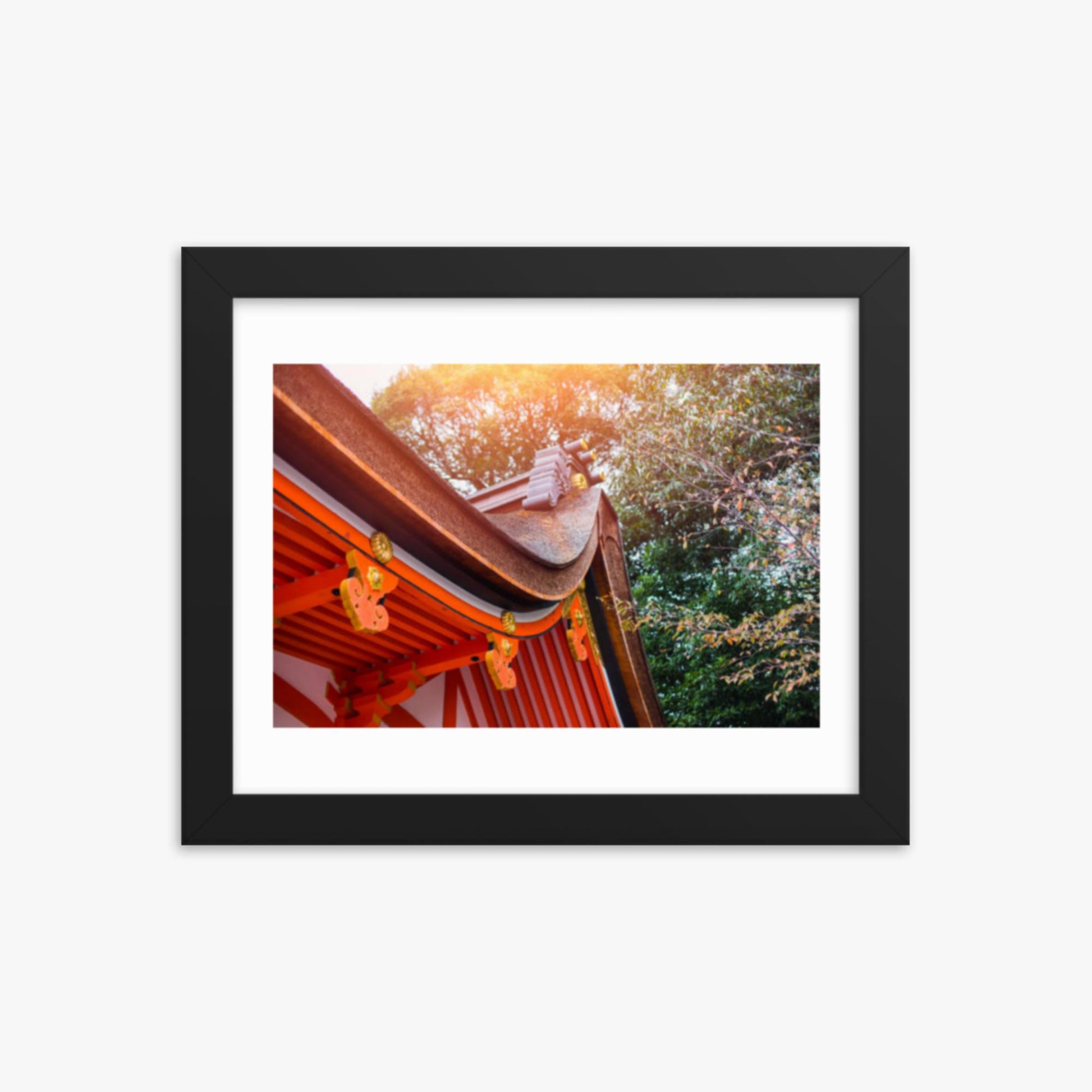 Japan style shrine red rood temple closeup 8x10 in Poster With Black Frame