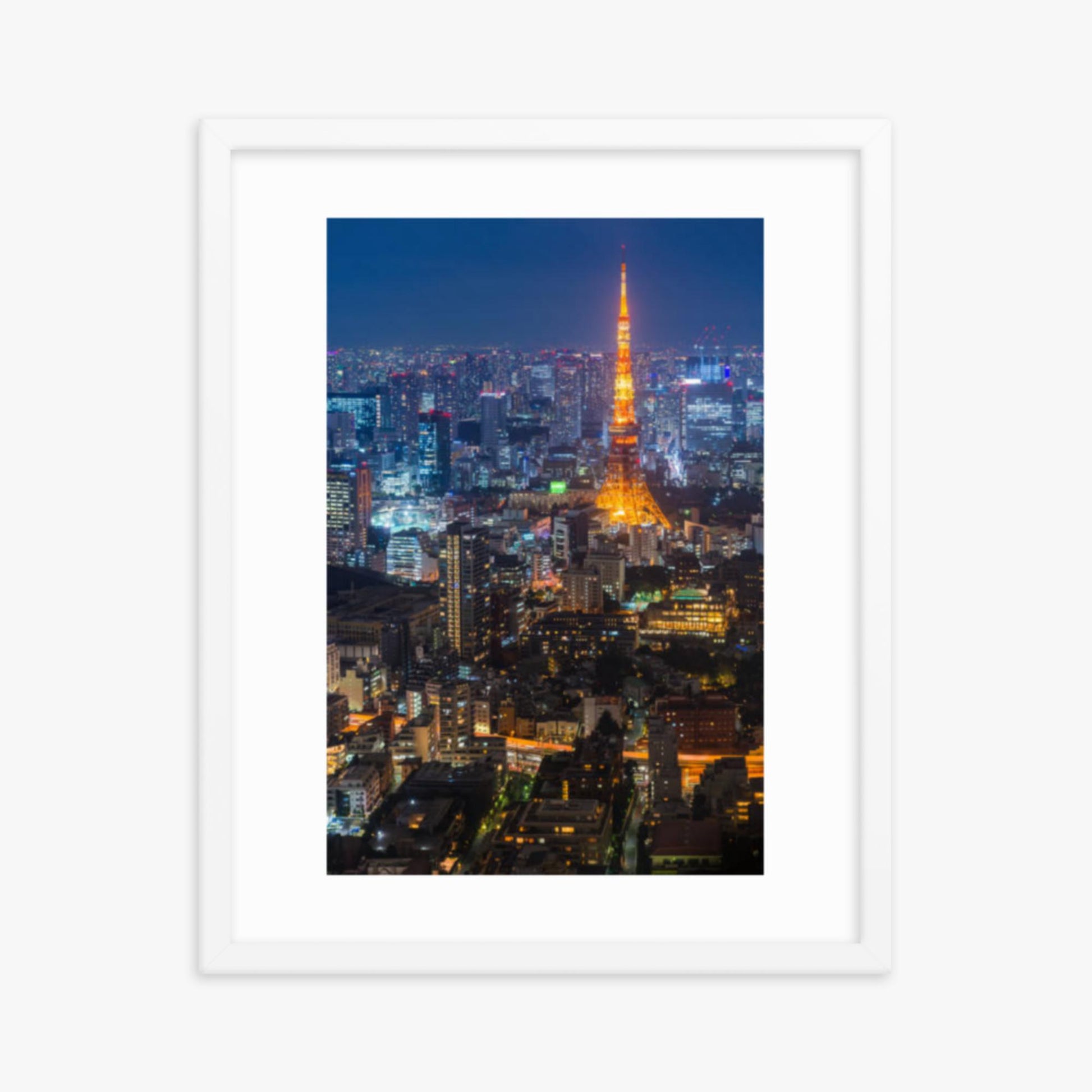 Tokyo Tower illuminated 16x20 in Poster With White Frame