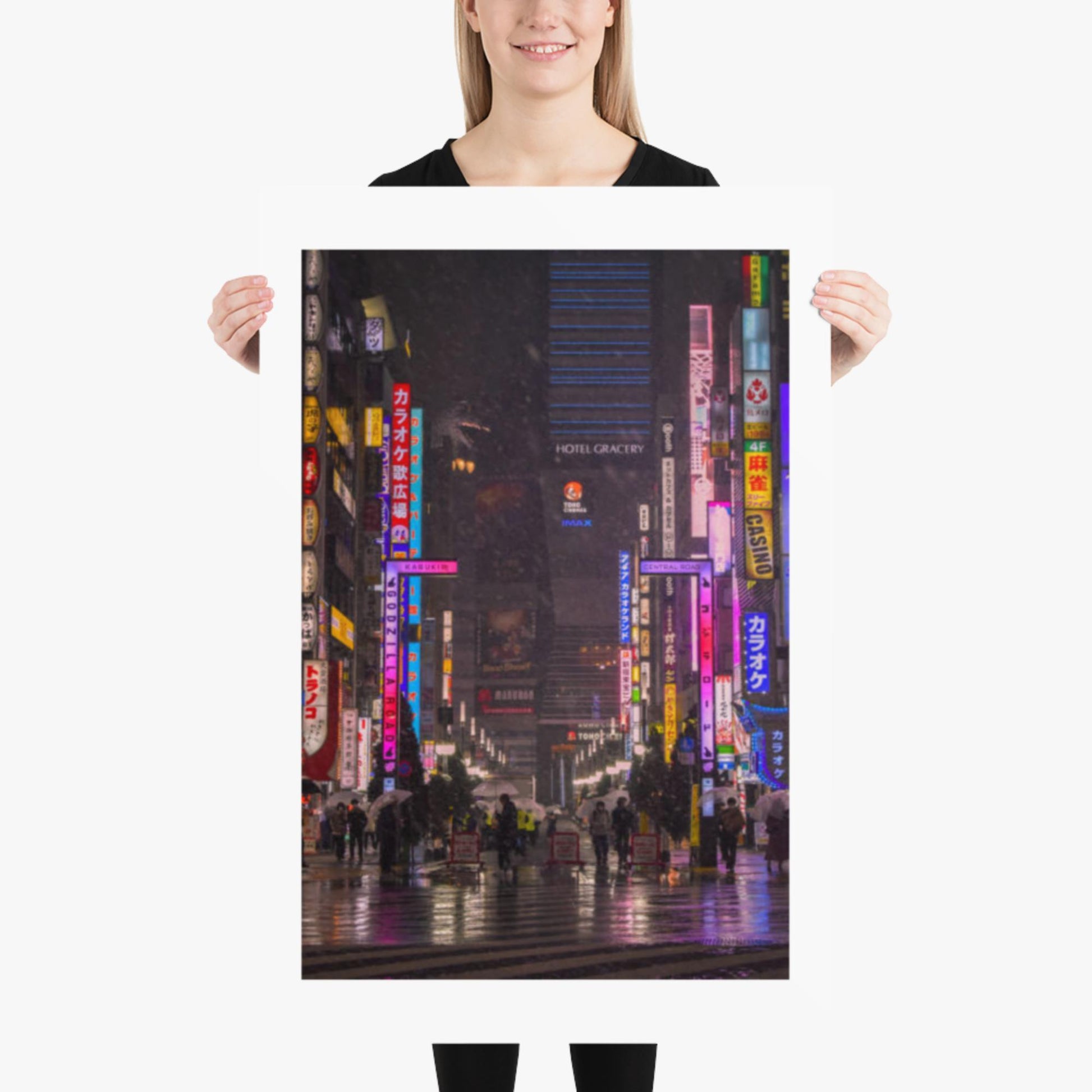 Snowy Shinjuku 24x36 in Poster