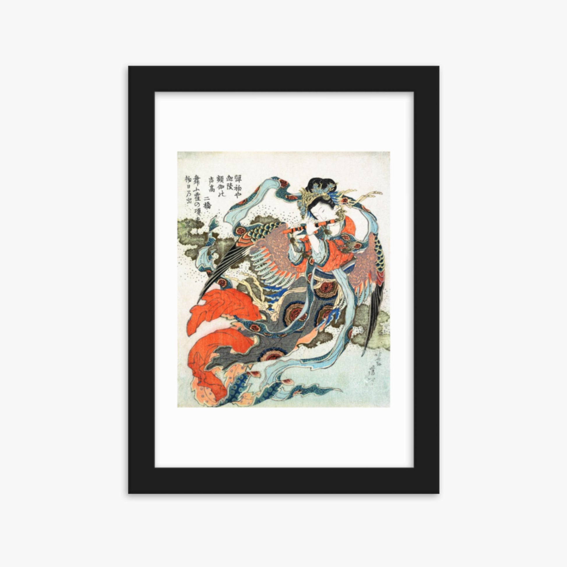 Katsushika Hokusai - Mystical Bird 21x30 cm Poster With Black Frame